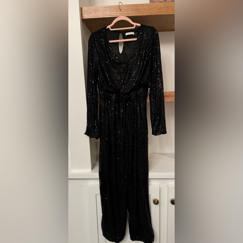 Mustard Sees Black Sequin Jumpsuit